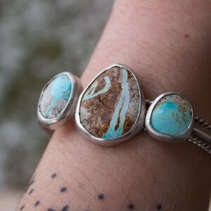 Triple Stone Mountain Turquoise Stone Cuff